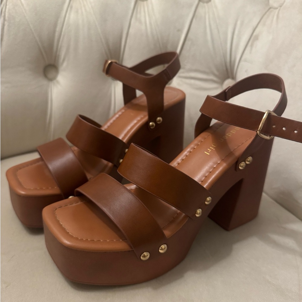 Madden Girl Brown Block Heeled Sandals